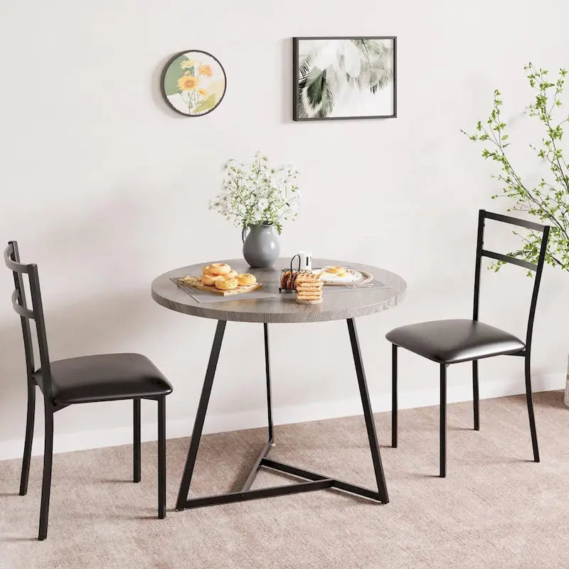 Table de salle à manger ronde de cuisine avec 2 chaises