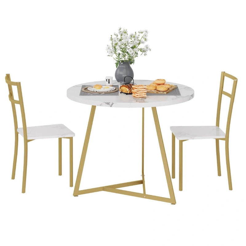 Table de salle à manger ronde de cuisine avec 2 chaises