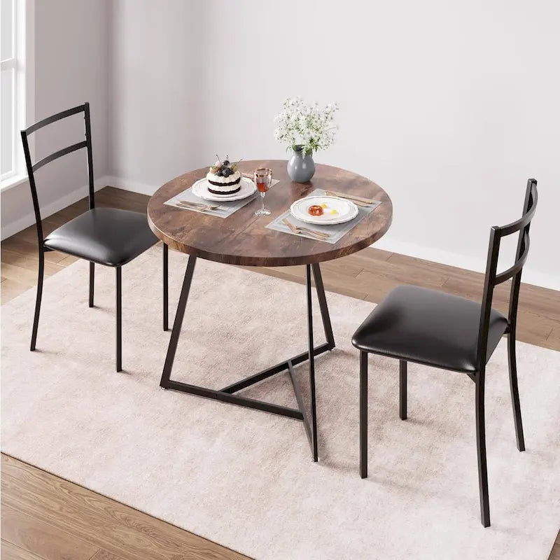 Table de salle à manger ronde de cuisine avec 2 chaises