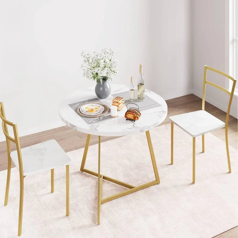 Table de salle à manger ronde de cuisine avec 2 chaises