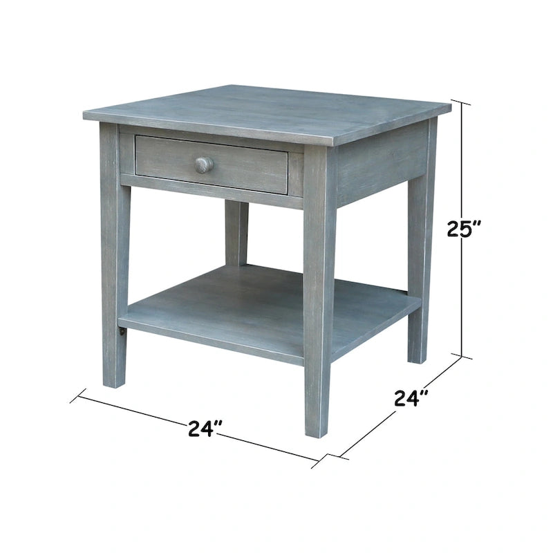 Table d'appoint carrée Spencer en bois d'hévéa massif - 61 cm (L) x 61 cm (P) x 63,5 cm (H)
