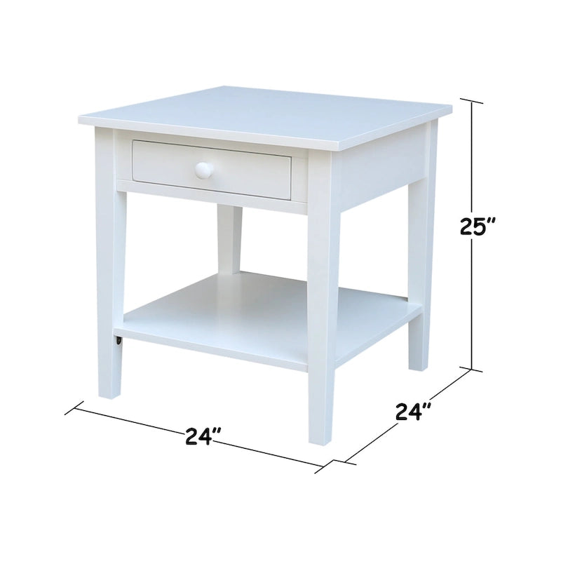 Table d'appoint carrée Spencer en bois d'hévéa massif - 61 cm (L) x 61 cm (P) x 63,5 cm (H)