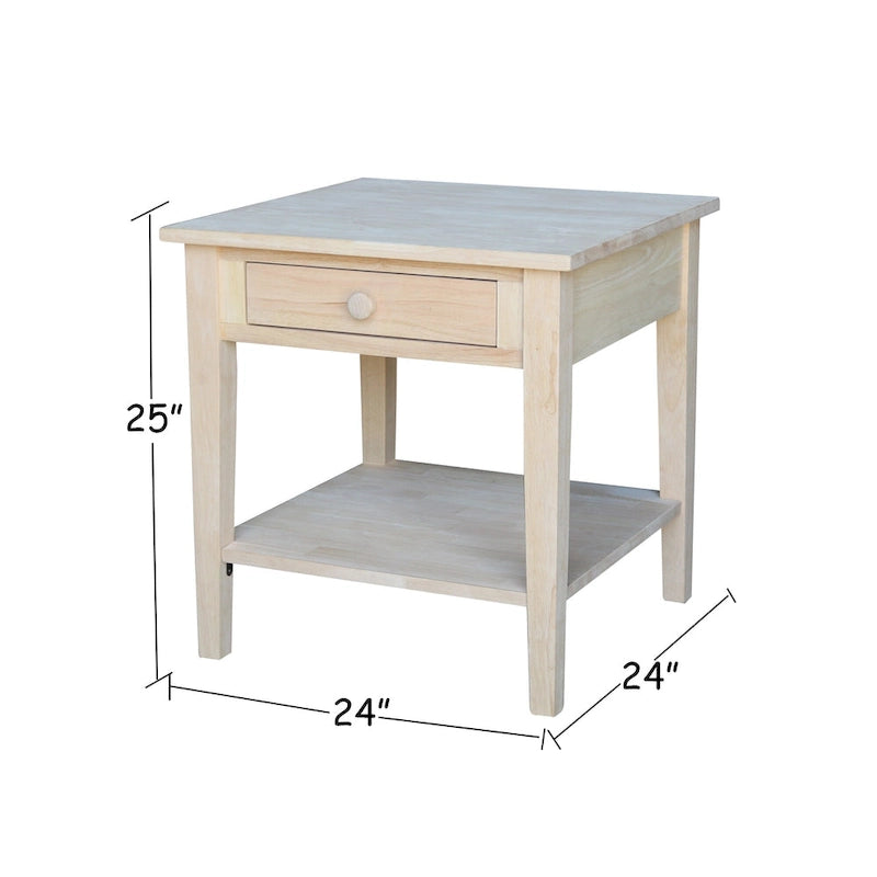Table d'appoint carrée Spencer en bois d'hévéa massif - 61 cm (L) x 61 cm (P) x 63,5 cm (H)