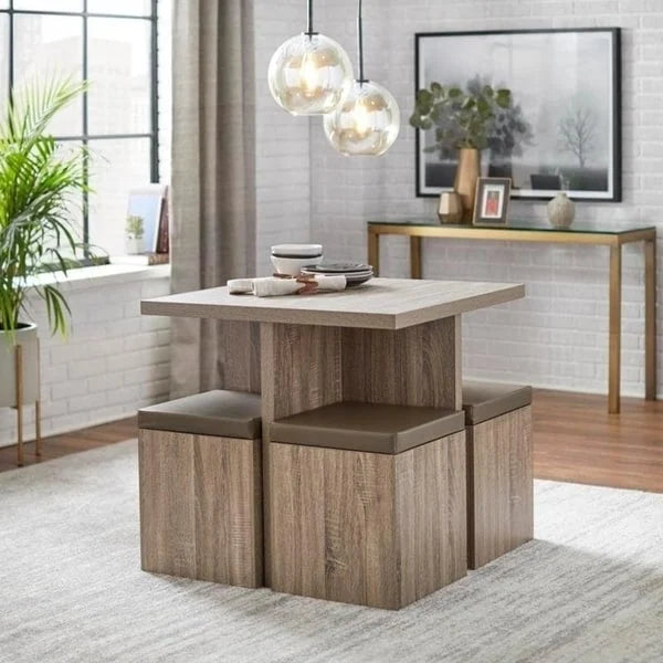 Ensemble de salle à manger 5 pièces Baxter de Simple Living avec table et tabourets de rangement
