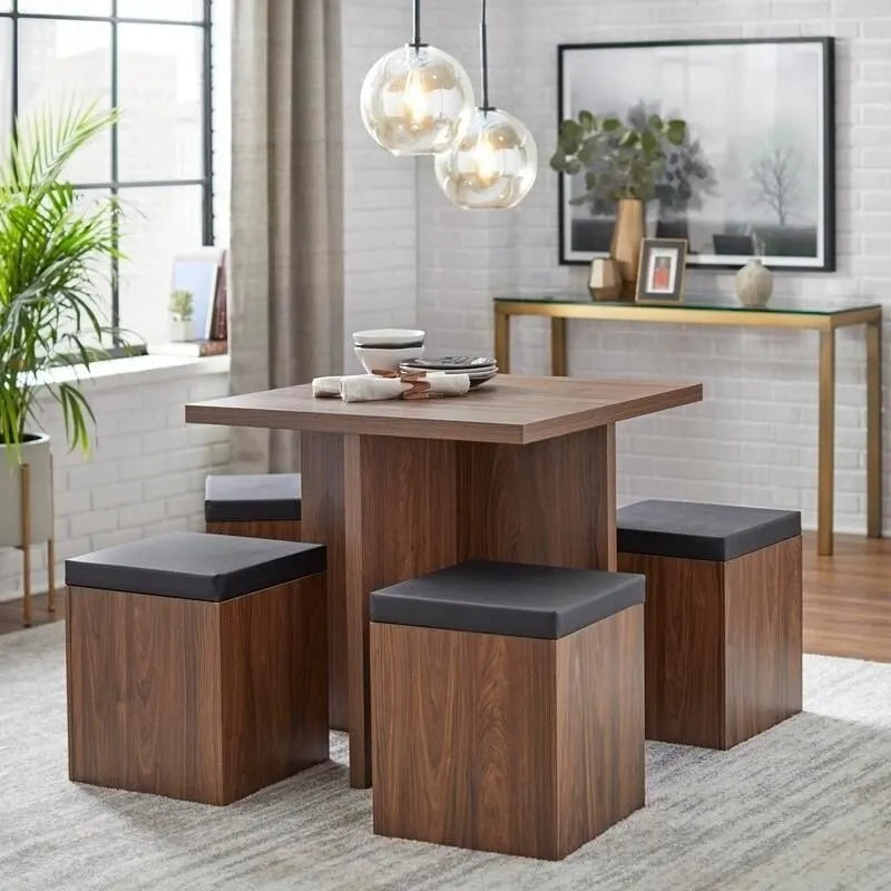 Ensemble de salle à manger 5 pièces Baxter de Simple Living avec table et tabourets de rangement