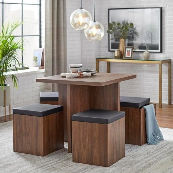 Ensemble de salle à manger 5 pièces Baxter de Simple Living avec table et tabourets de rangement