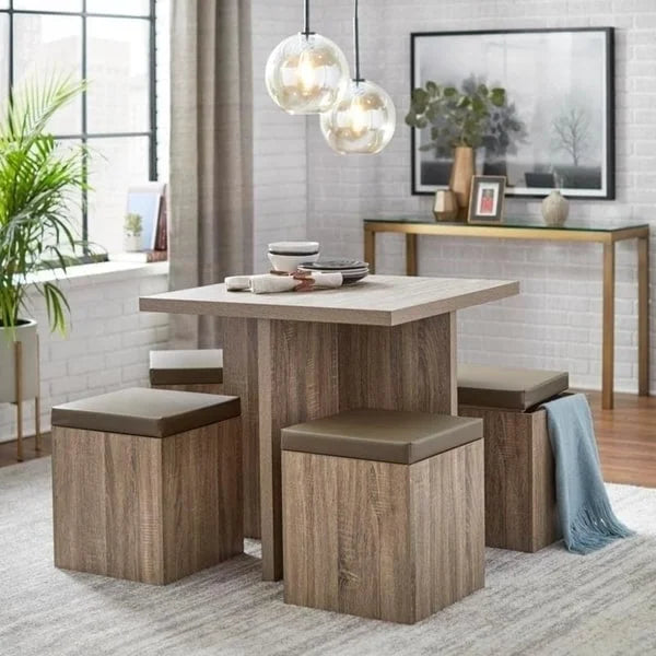 Ensemble de salle à manger 5 pièces Baxter de Simple Living avec table et tabourets de rangement