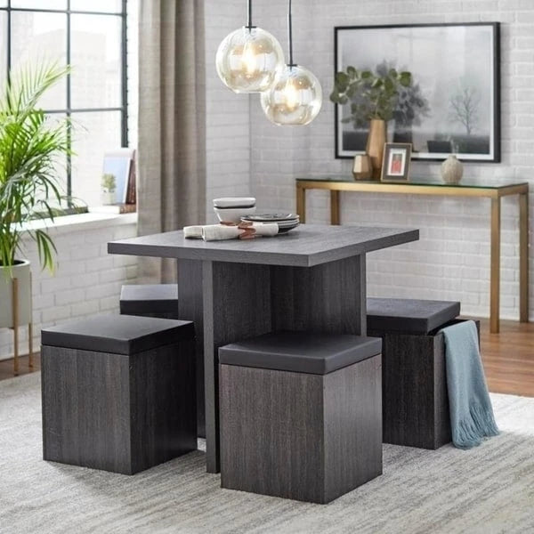 Ensemble de salle à manger 5 pièces Baxter de Simple Living avec table et tabourets de rangement
