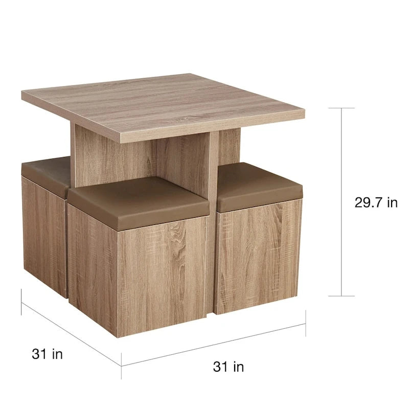 Ensemble de salle à manger 5 pièces Baxter de Simple Living avec table et tabourets de rangement