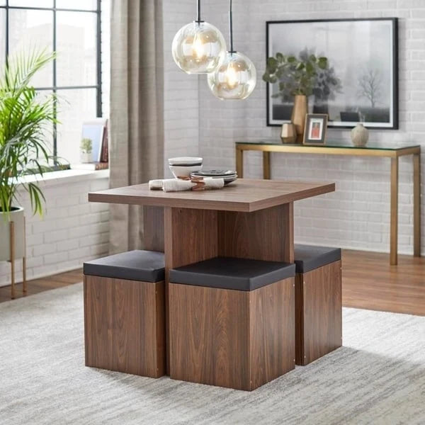 Ensemble de salle à manger 5 pièces Baxter de Simple Living avec table et tabourets de rangement