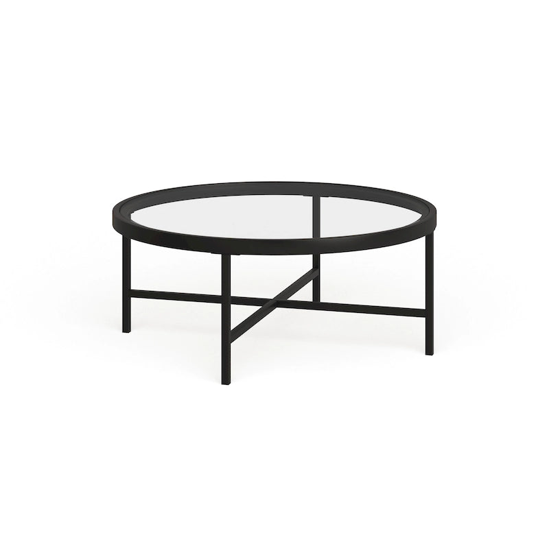 Table basse Xivil ronde en verre et acier