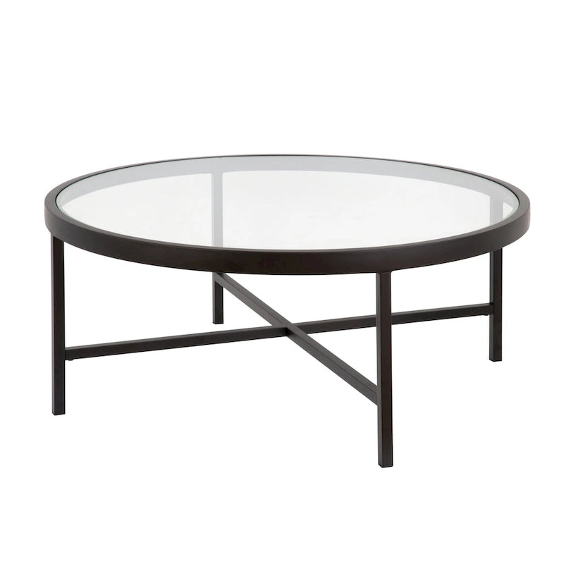 Table basse Xivil ronde en verre et acier