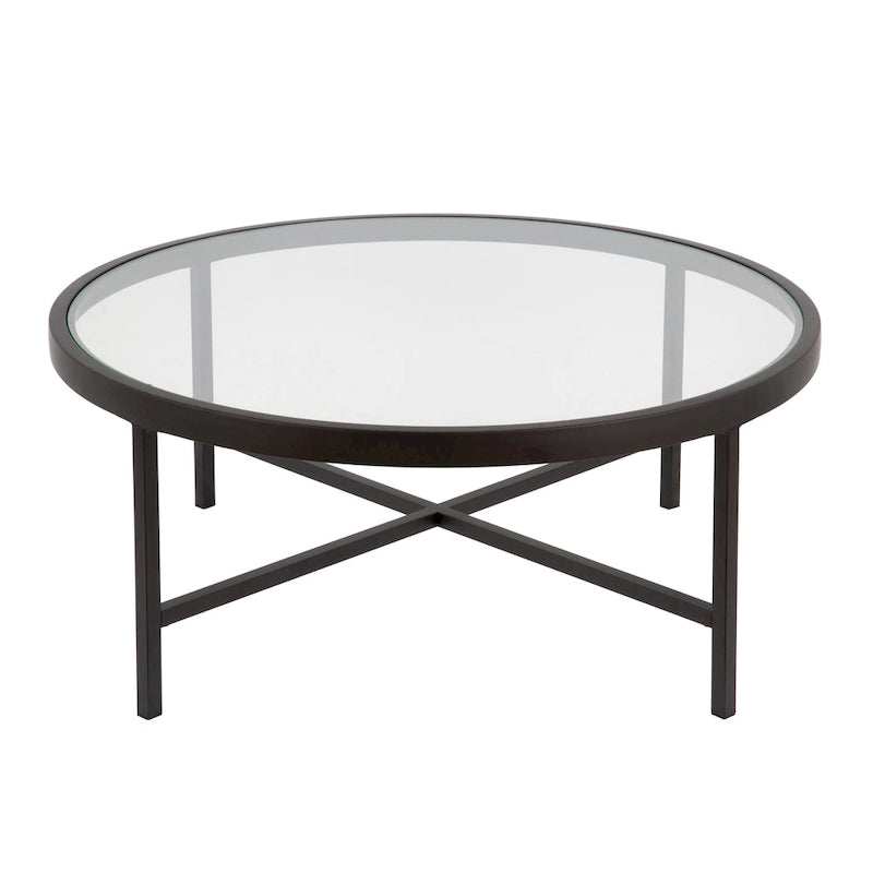 Table basse Xivil ronde en verre et acier