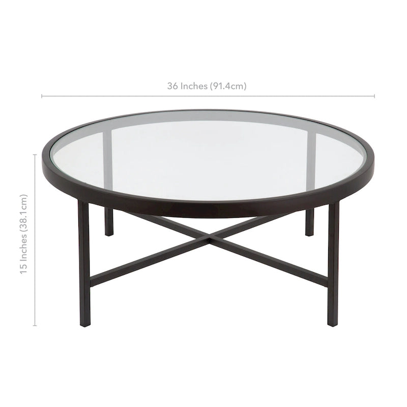Table basse Xivil ronde en verre et acier