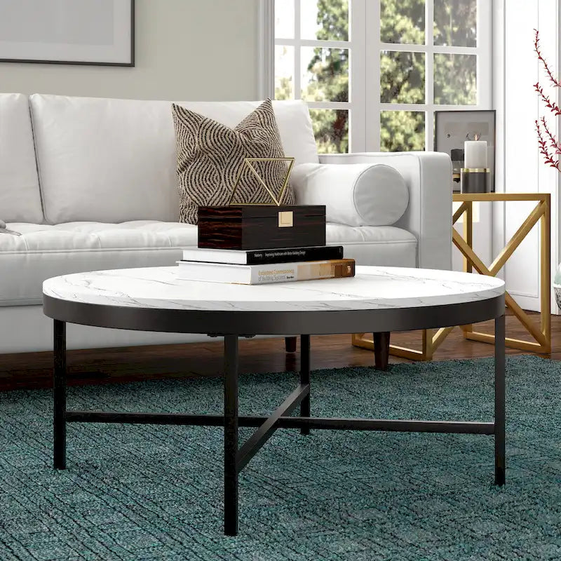 Table basse Xivil ronde en verre et acier
