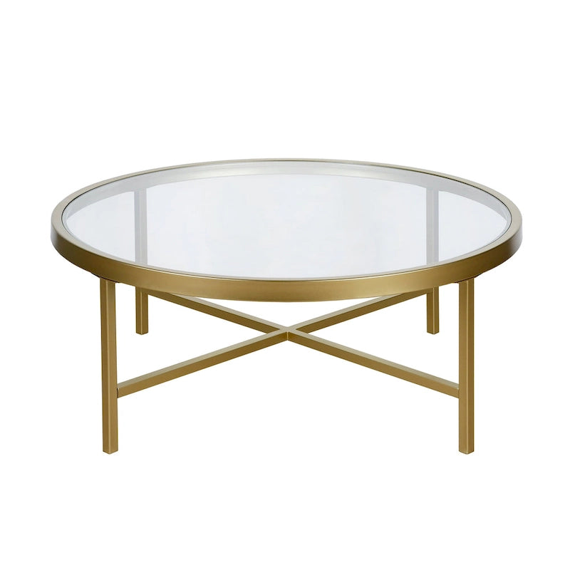 Table basse Xivil ronde en verre et acier