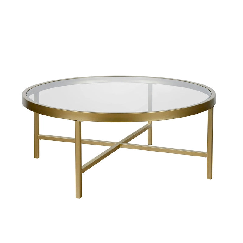 Table basse Xivil ronde en verre et acier