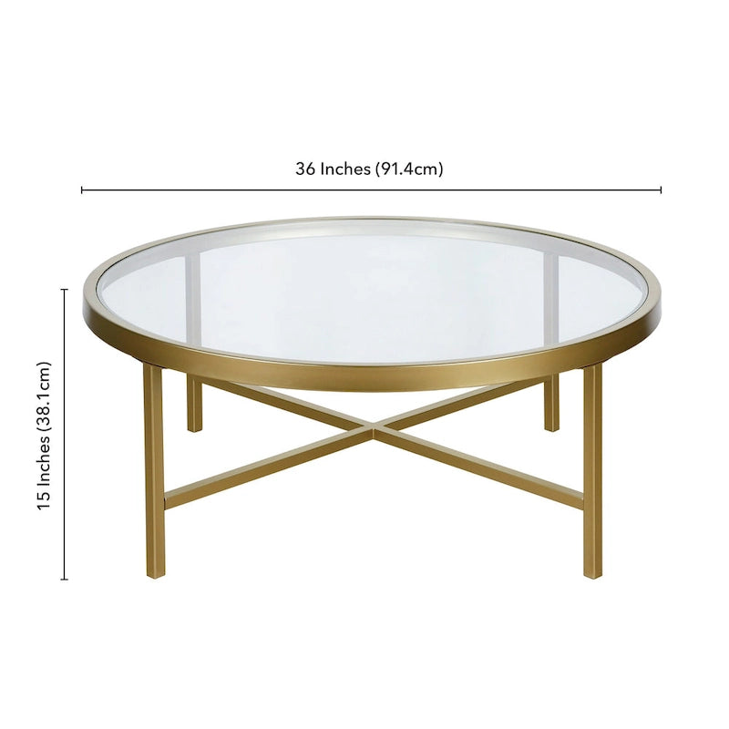 Table basse Xivil ronde en verre et acier