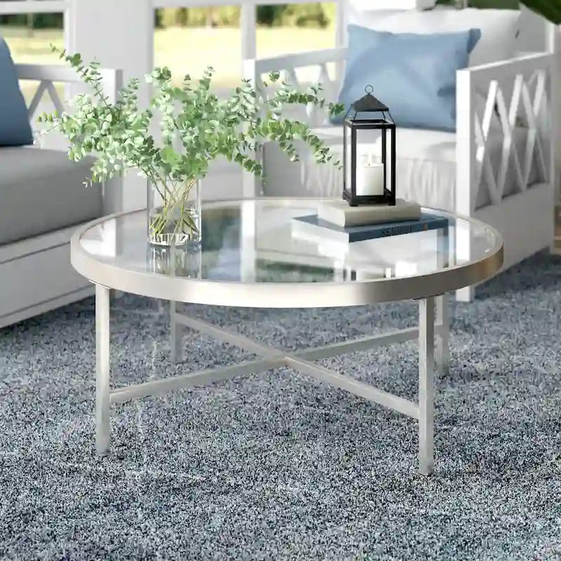 Table basse Xivil ronde en verre et acier
