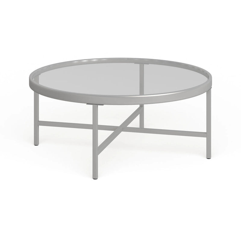 Table basse Xivil ronde en verre et acier