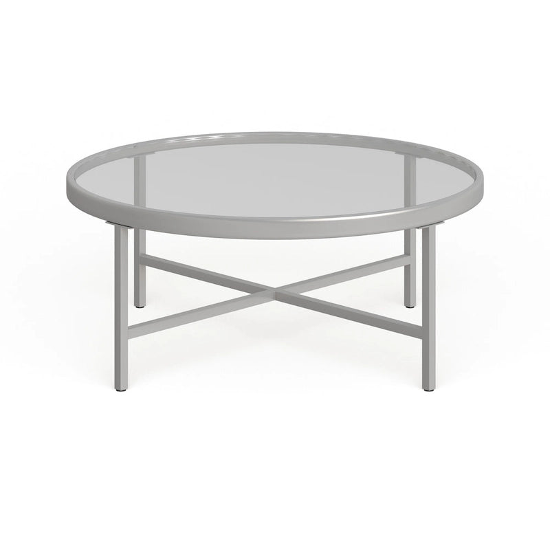 Table basse Xivil ronde en verre et acier