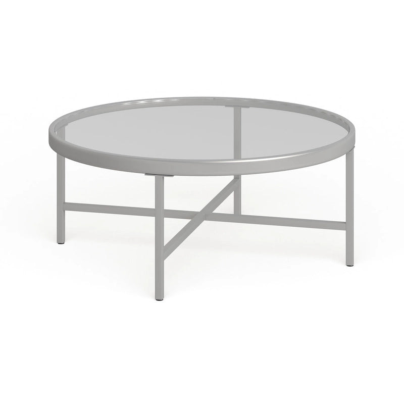 Table basse Xivil ronde en verre et acier