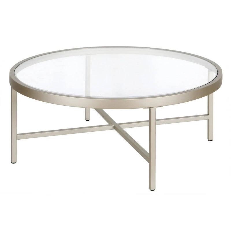 Table basse Xivil ronde en verre et acier