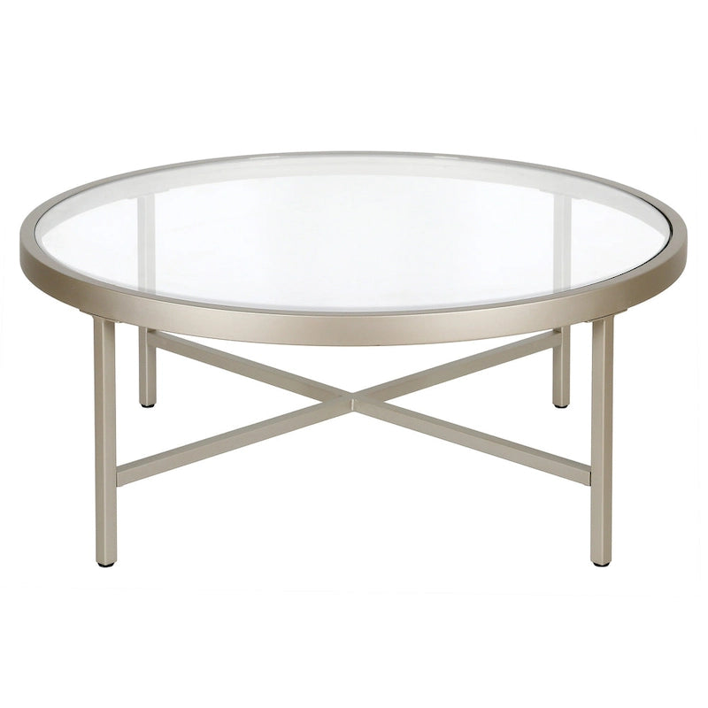 Table basse Xivil ronde en verre et acier