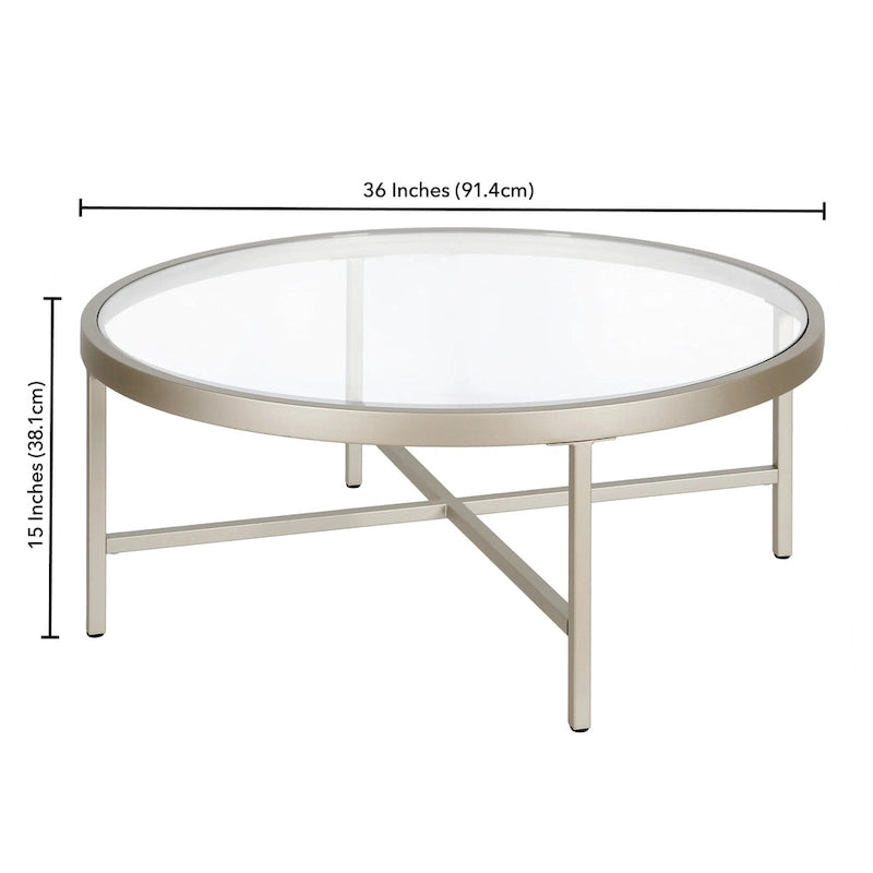 Table basse Xivil ronde en verre et acier
