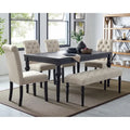 Ensemble de salle à manger 6 pièces en bois cérusé foncé rembourré Leviton de Roundhill Furniture
