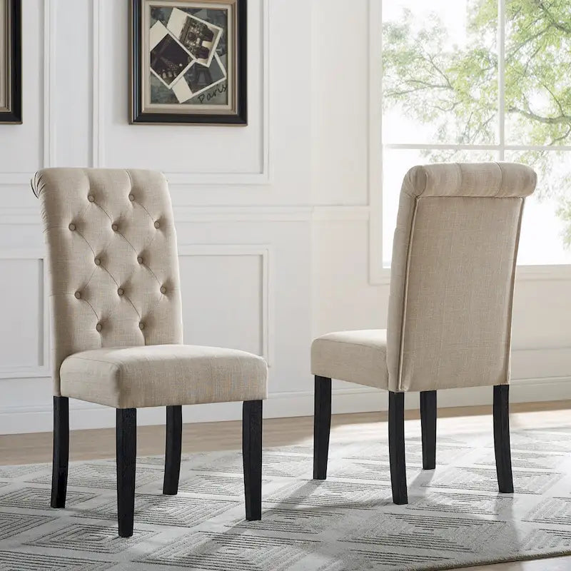 Ensemble de salle à manger 6 pièces en bois cérusé foncé rembourré Leviton de Roundhill Furniture