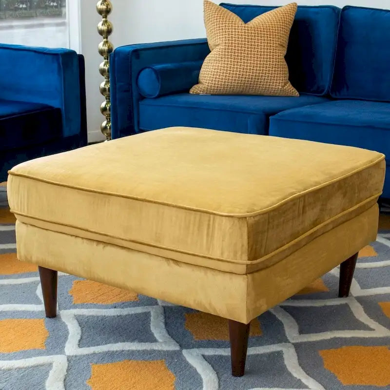 Flavia Pouf Carré en Velours Mid-Century Modern