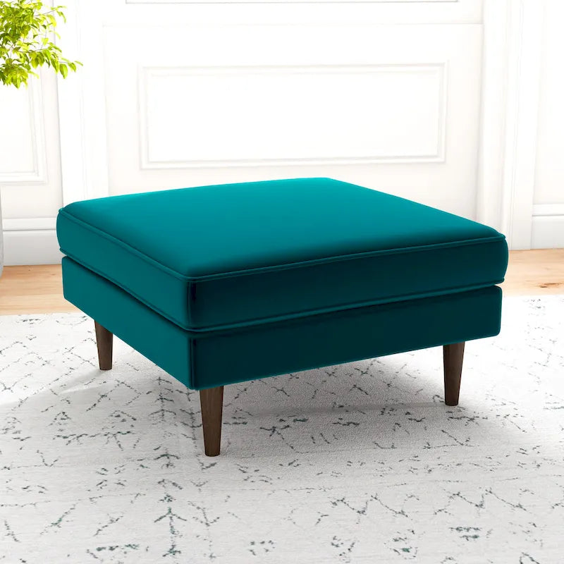 Flavia Pouf Carré en Velours Mid-Century Modern
