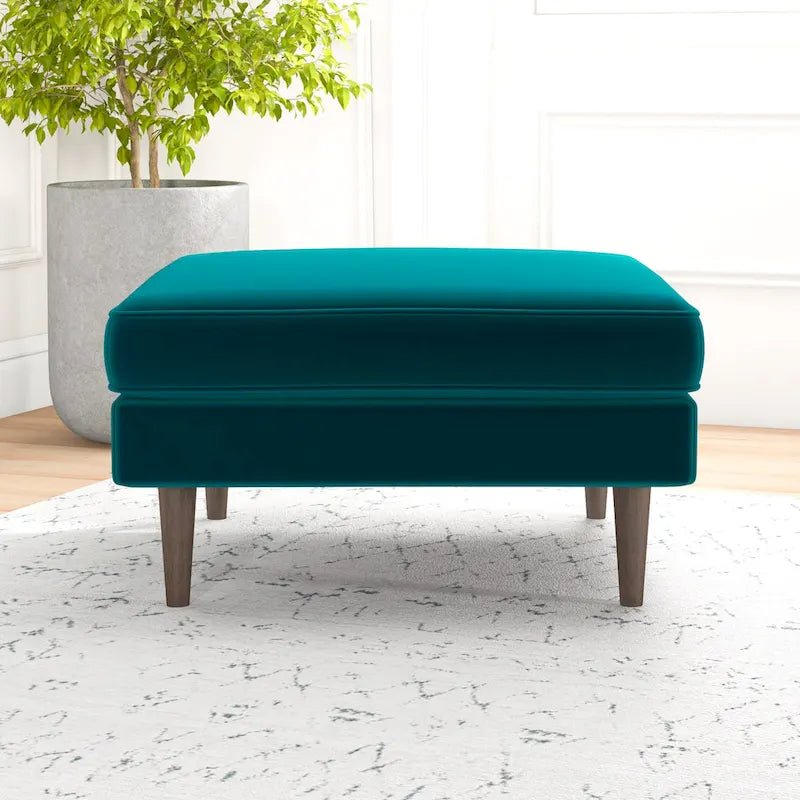 Flavia Pouf Carré en Velours Mid-Century Modern