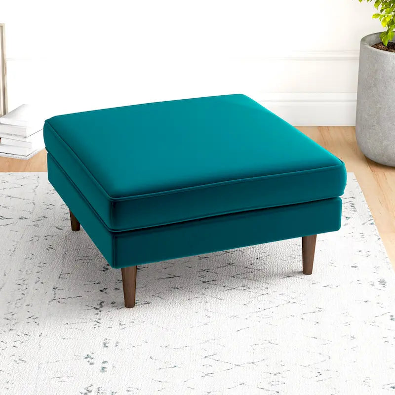 Flavia Pouf Carré en Velours Mid-Century Modern