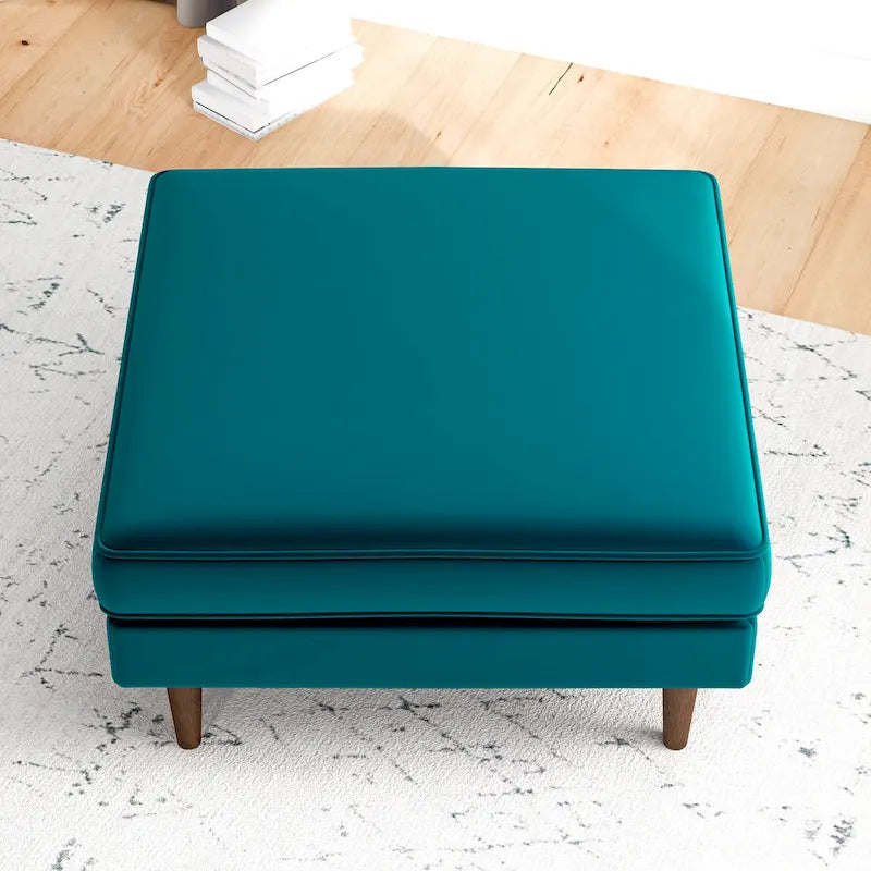 Flavia Pouf Carré en Velours Mid-Century Modern