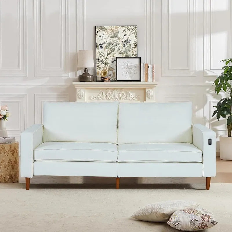 82,68 Canapé de salon, Causeuse avec port USB/Type-C, Causeuse confortable en chenille avec housse amovible