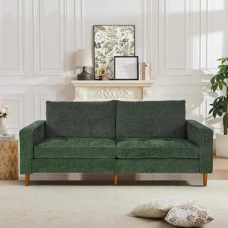 82,68 Canapé de salon, Causeuse avec port USB/Type-C, Causeuse confortable en chenille avec housse amovible
