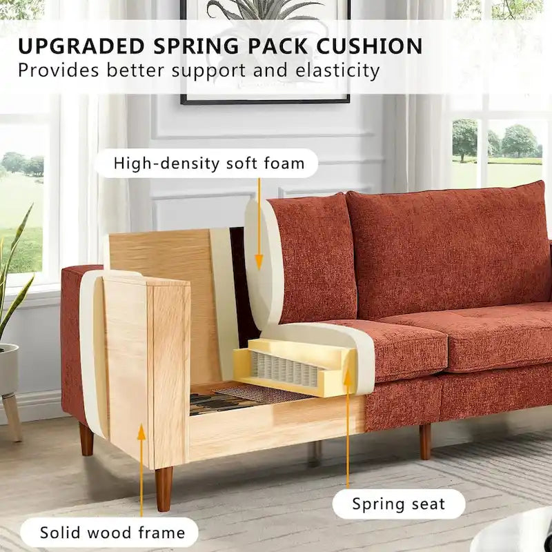 82,68 Canapé de salon, Causeuse avec port USB/Type-C, Causeuse confortable en chenille avec housse amovible
