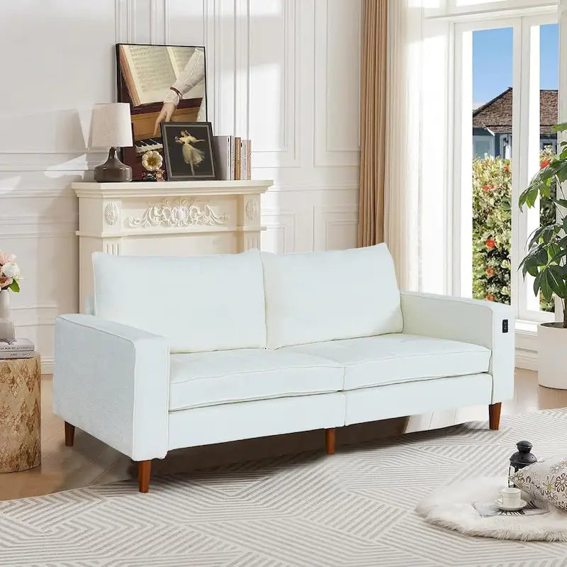 82,68 Canapé de salon, Causeuse avec port USB/Type-C, Causeuse confortable en chenille avec housse amovible