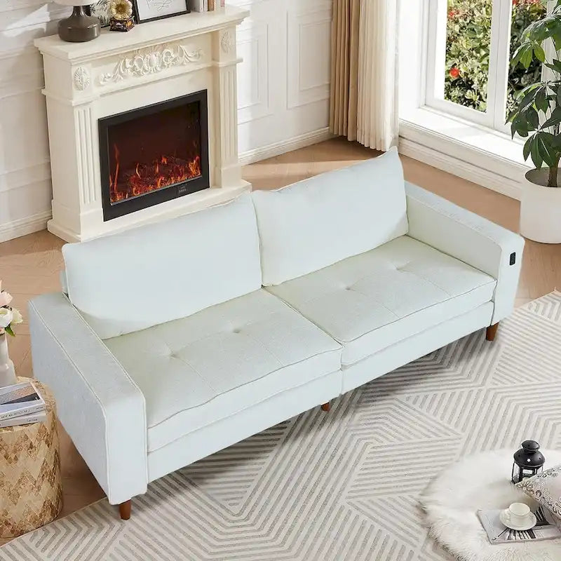 82,68 Canapé de salon, Causeuse avec port USB/Type-C, Causeuse confortable en chenille avec housse amovible