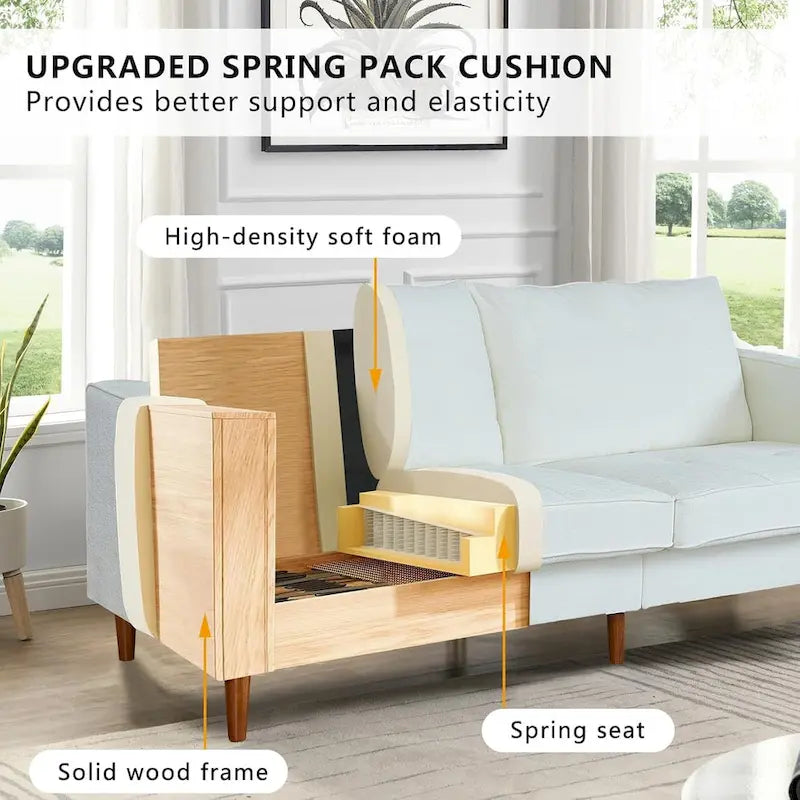 82,68 Canapé de salon, Causeuse avec port USB/Type-C, Causeuse confortable en chenille avec housse amovible