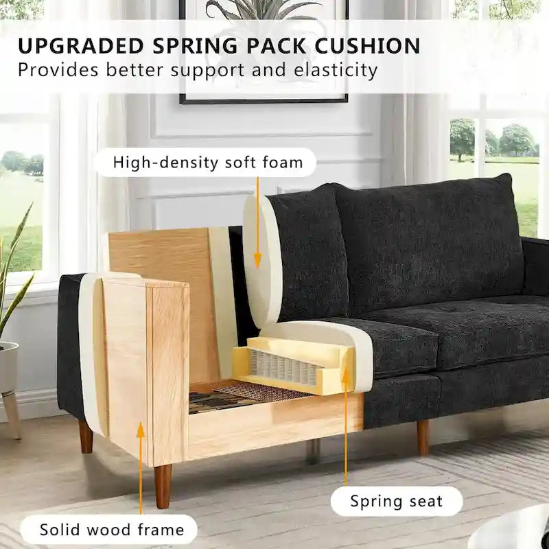 82,68 Canapé de salon, Causeuse avec port USB/Type-C, Causeuse confortable en chenille avec housse amovible