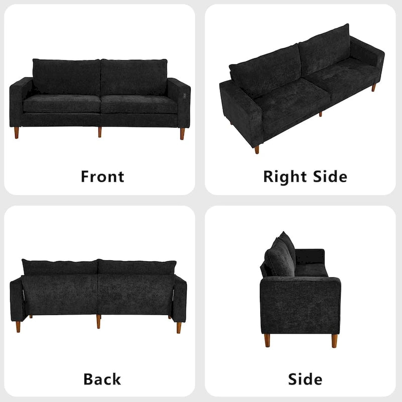 82,68 Canapé de salon, Causeuse avec port USB/Type-C, Causeuse confortable en chenille avec housse amovible