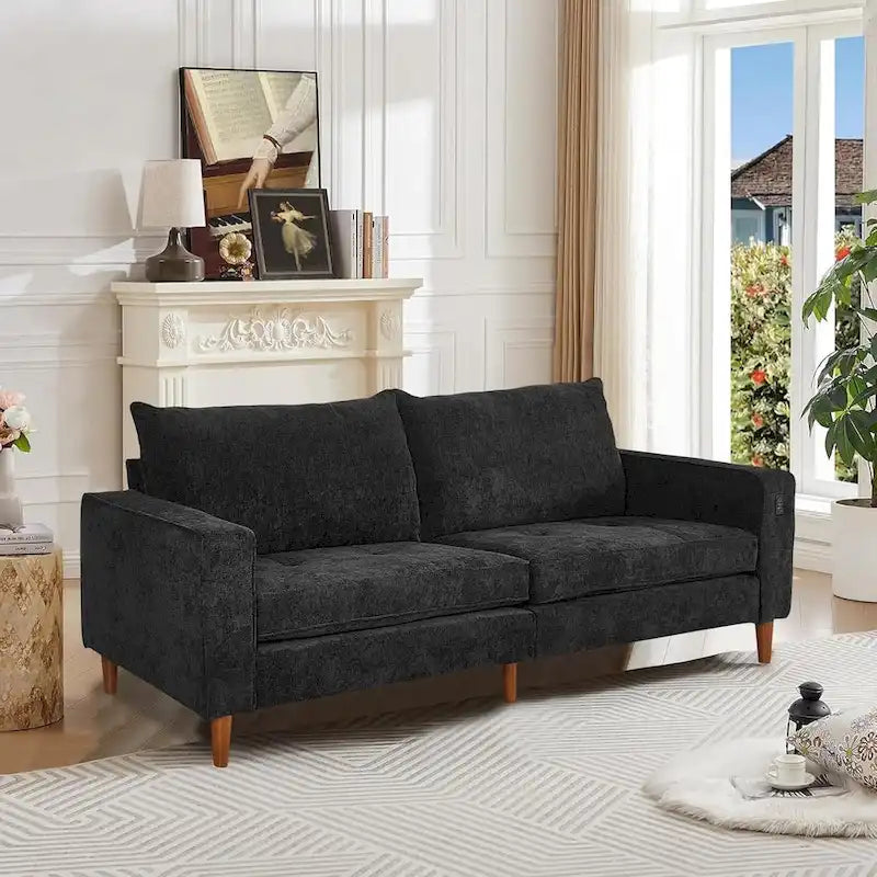 82,68 Canapé de salon, Causeuse avec port USB/Type-C, Causeuse confortable en chenille avec housse amovible