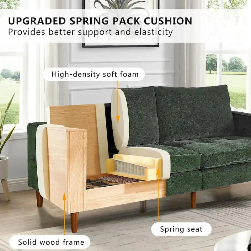 82,68 Canapé de salon, Causeuse avec port USB/Type-C, Causeuse confortable en chenille avec housse amovible