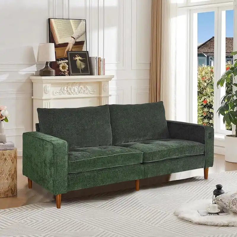 82,68 Canapé de salon, Causeuse avec port USB/Type-C, Causeuse confortable en chenille avec housse amovible