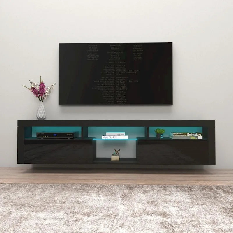 Meuble TV Mural Flottant Bari 200 avec LED 16 Couleurs
