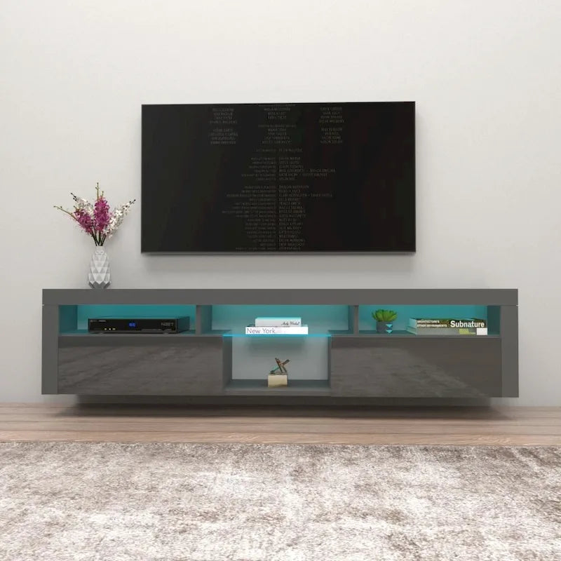 Meuble TV Mural Flottant Bari 200 avec LED 16 Couleurs