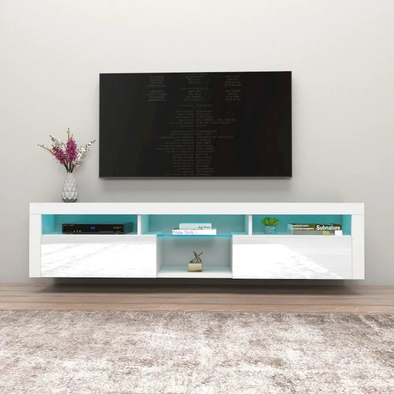 Meuble TV Mural Flottant Bari 200 avec LED 16 Couleurs